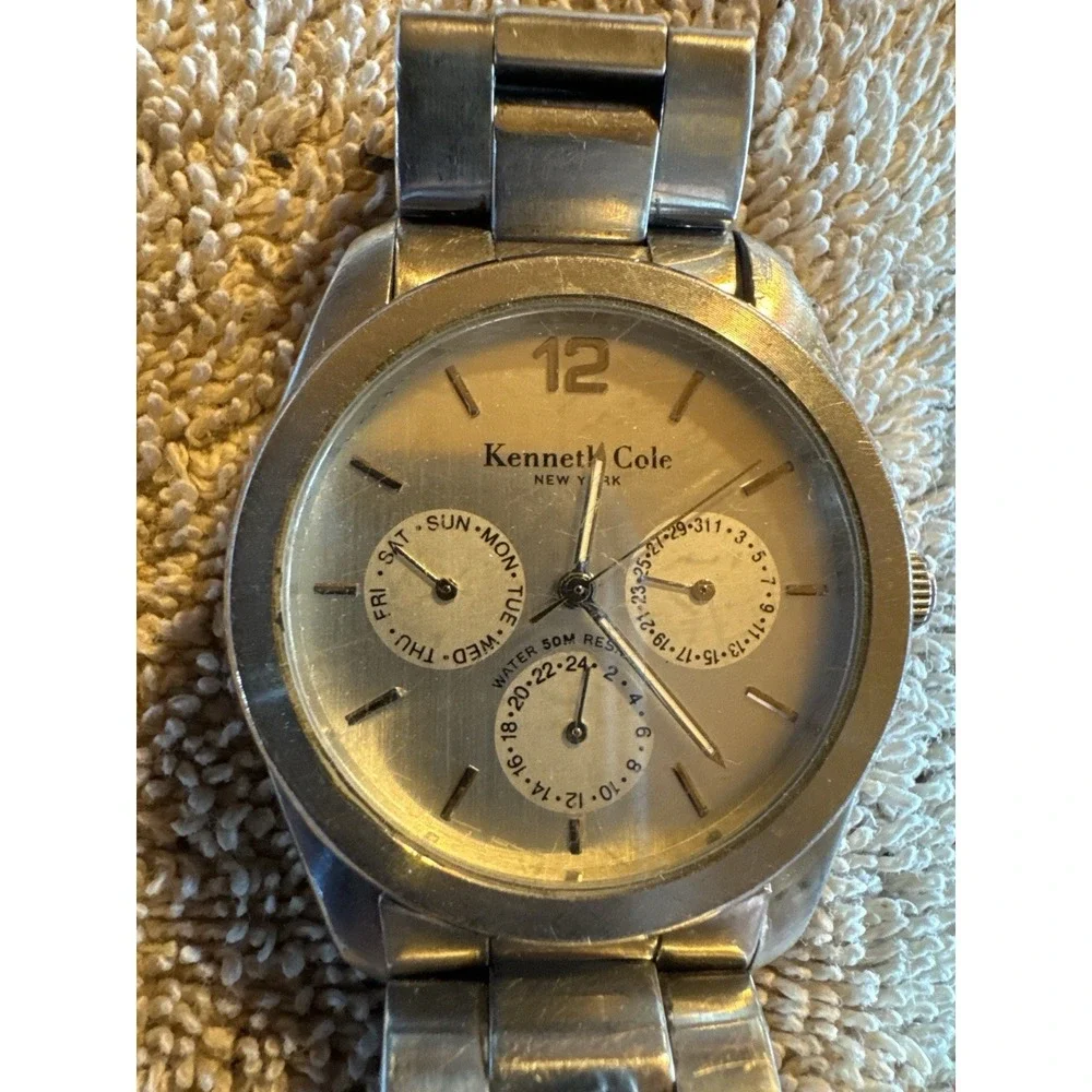 2 Men's Watches Kenneth Cole New York + Armitron Quartz Day Date Stainless